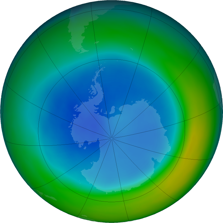 Antarctic ozone map for August 2020